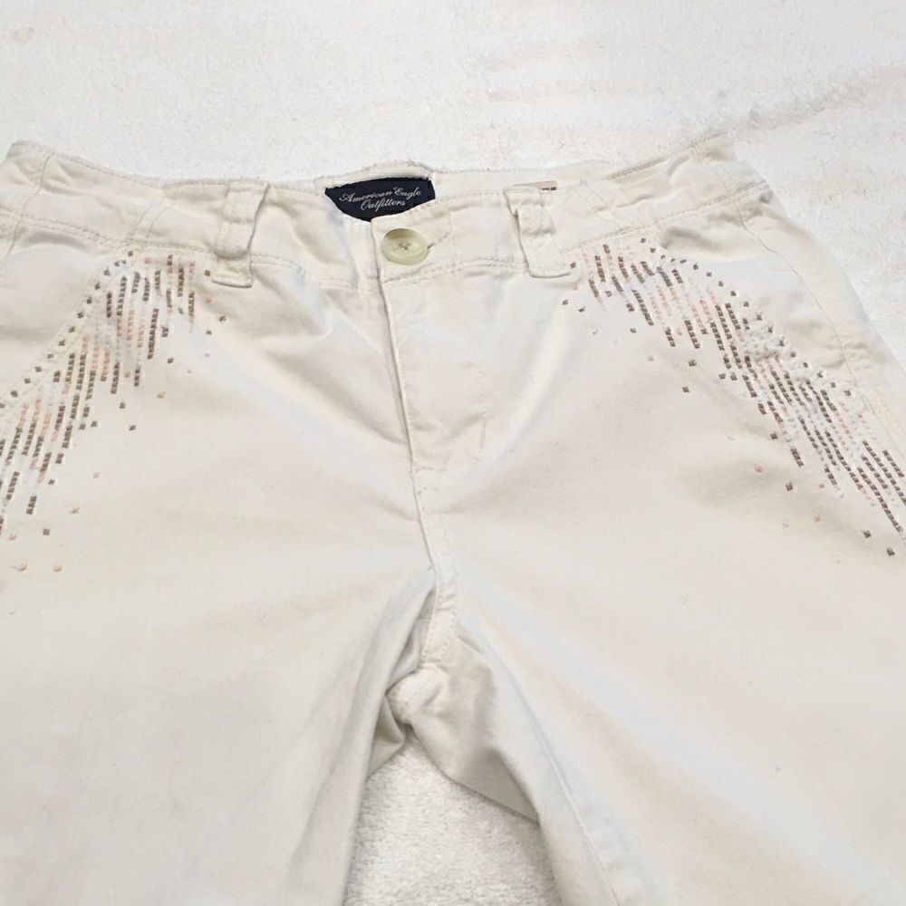 American Eagle stretch white embellished 2 pants